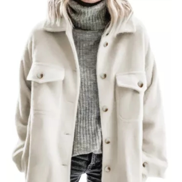 π₯HPπ₯π1 XL left New boutique white baggy shacket - Picture 11 of 17
